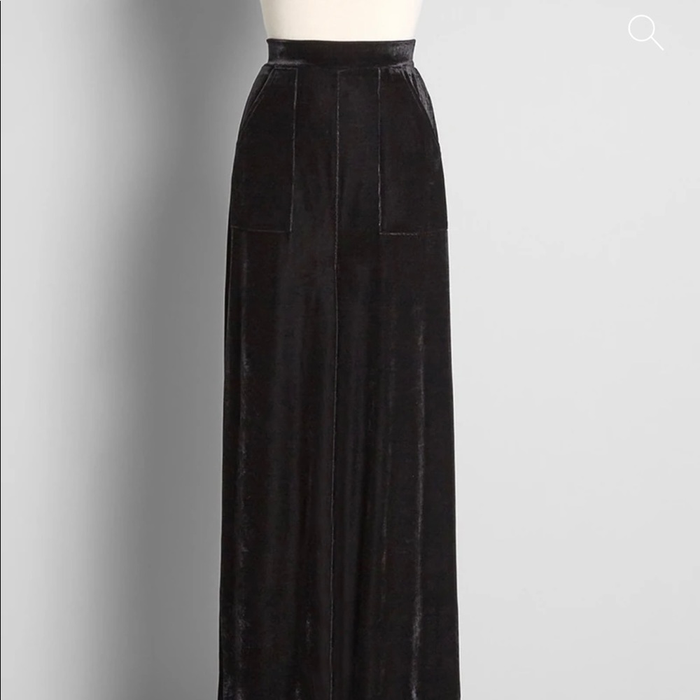 NWT Modcloth x Collectif US vintage pinup black velvet wide leg pants